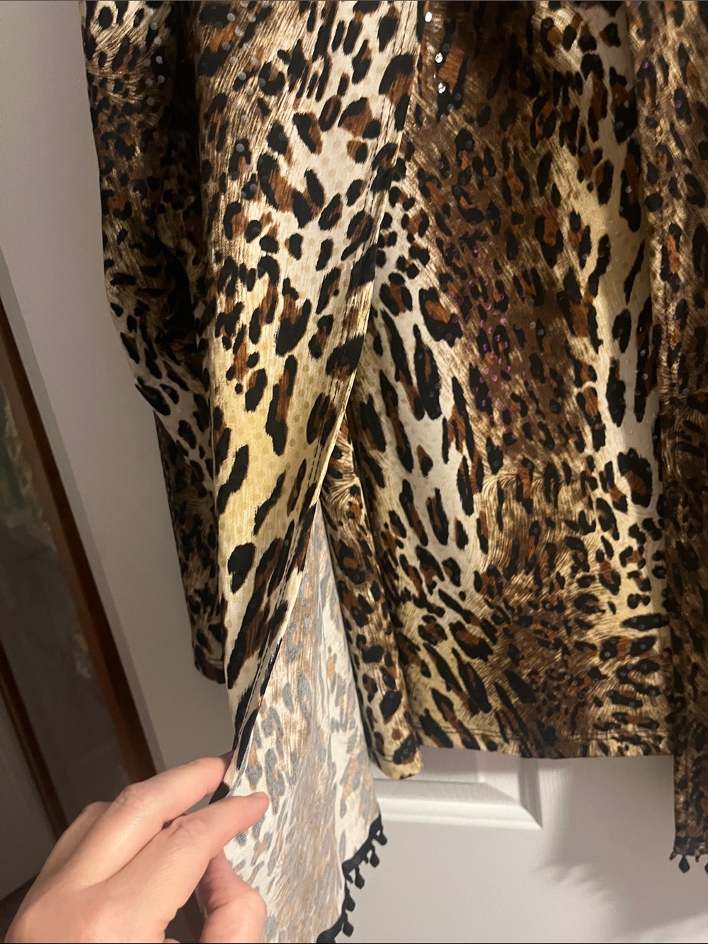 Maggie Barnes Leopard Print Set - 2 pc open cardigan w/ matching unattached tank - Picture 6 of 6